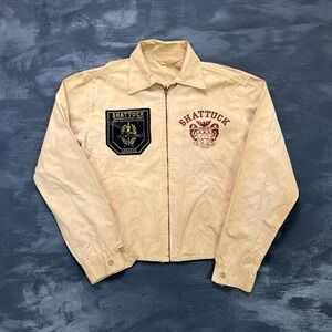 Vintage Shattuck St‎ Mary School Jacket Mens Small Beige 1950s Champion